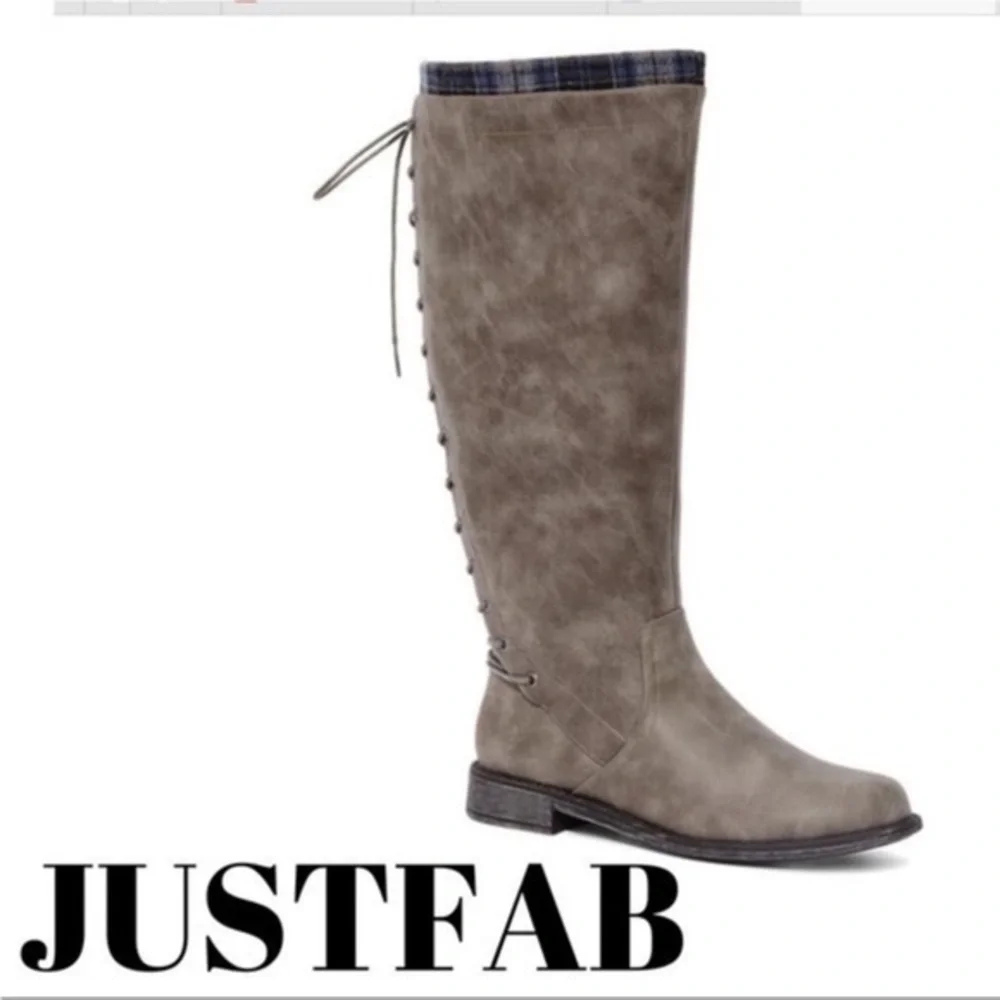JUSTFAB Charcoal Elettra lace back boots